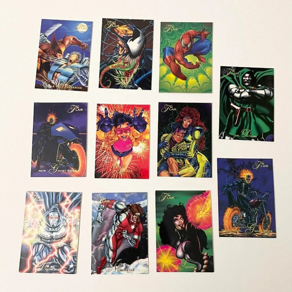Vintage 1994 Lot of 11 Flair Cards Marvel Xmen Ghost Rider Doom Venom Spiderman - Picture 14 of 14